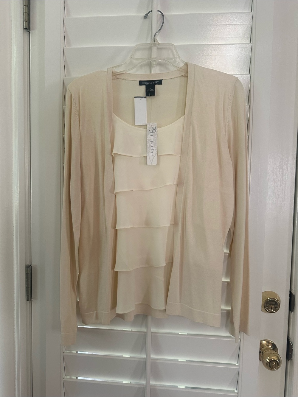 august silk Cream Layered Shell & Open Cardigan Set - Picture 2 of 10